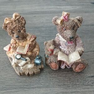 Charming Bear Figurine Set - Brown and Cream